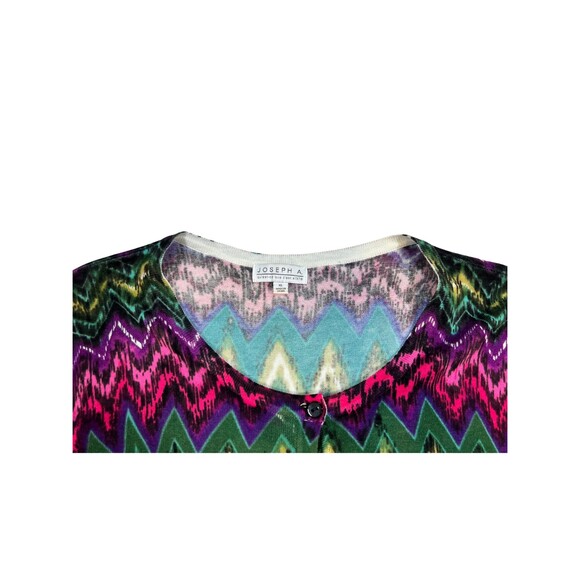 Joseph A. Women's Colorful Blouse Light Weight Knit Top SZ XL Neon Chevron Print - Picture 7 of 7